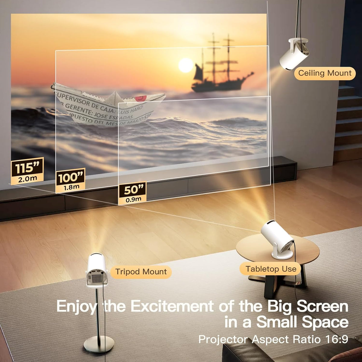 Proyector Magcubic HY300 Pro 8K Wifi6 Android Mini Beamer Dual WIFI BT5.4 Cine en Casa Portátil HD